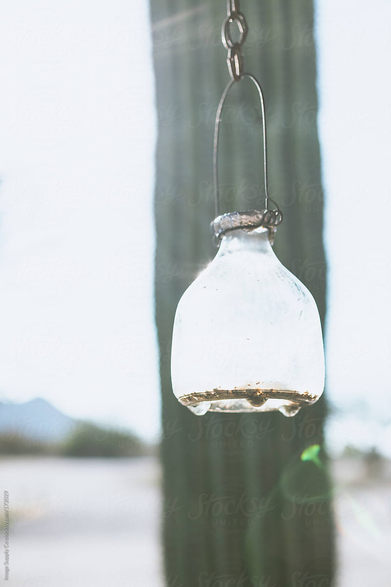 Glass Jar hanging from wire