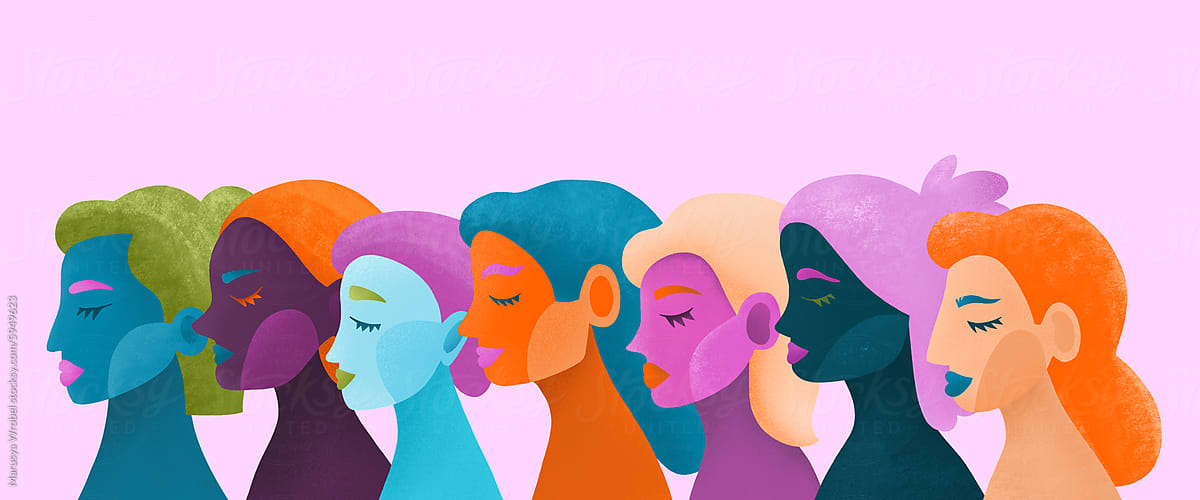 Vibrant Colorful Profiles of Diverse Women