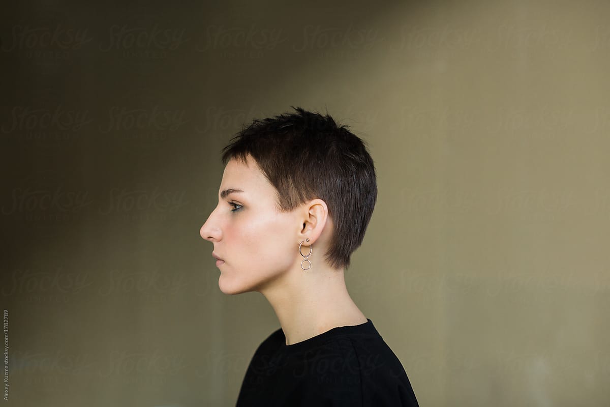 Portrait Of Lesbian Woman With Short Hair