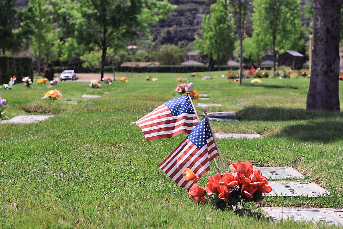 Flags at a Cemetery on Memorial Day