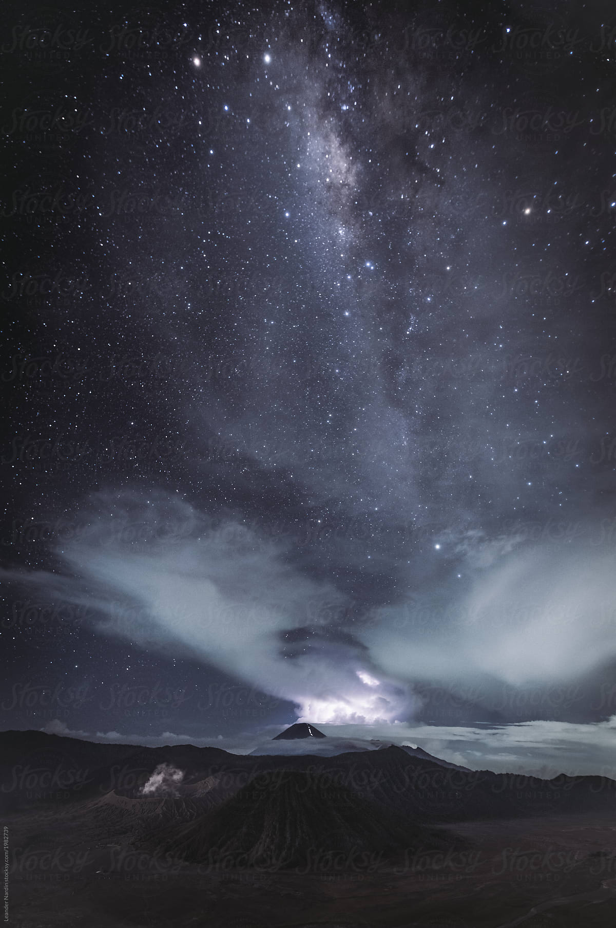 Milky way above Mount Bromo National Park, Java, Indonesia