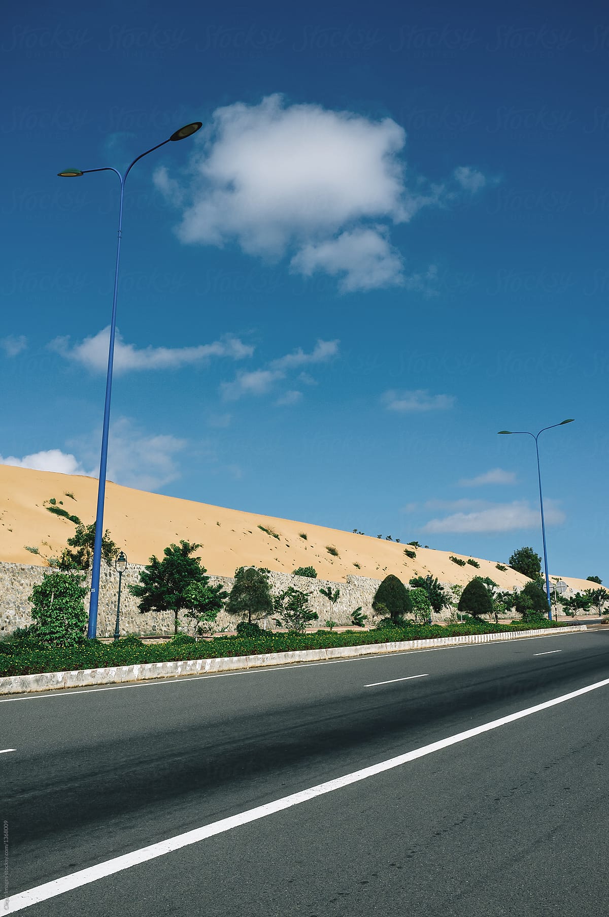 Road along sand dunes