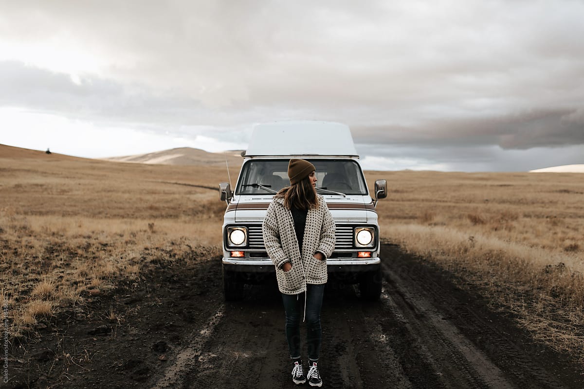 Girl standing with Van