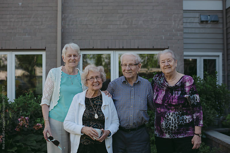Group of senior folks hanging out together outside