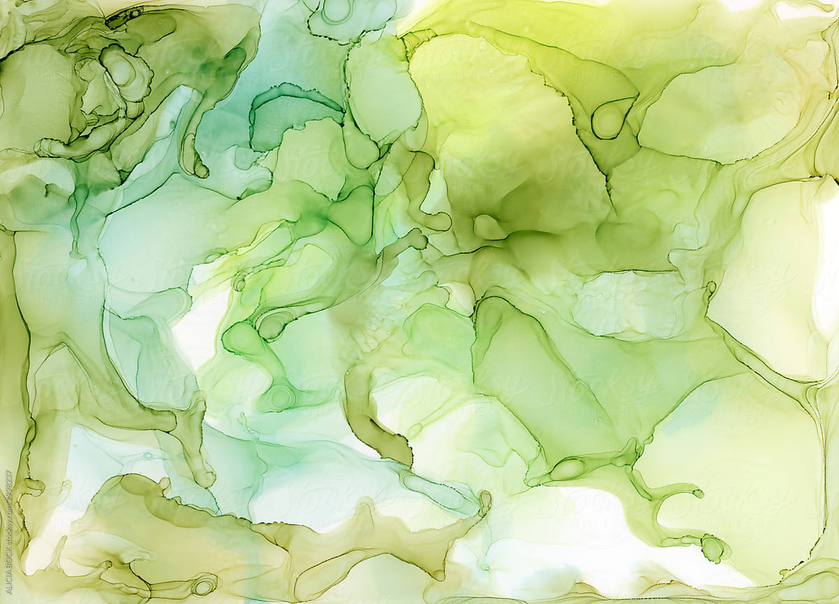 Green Abstract Alcohol Ink Painting