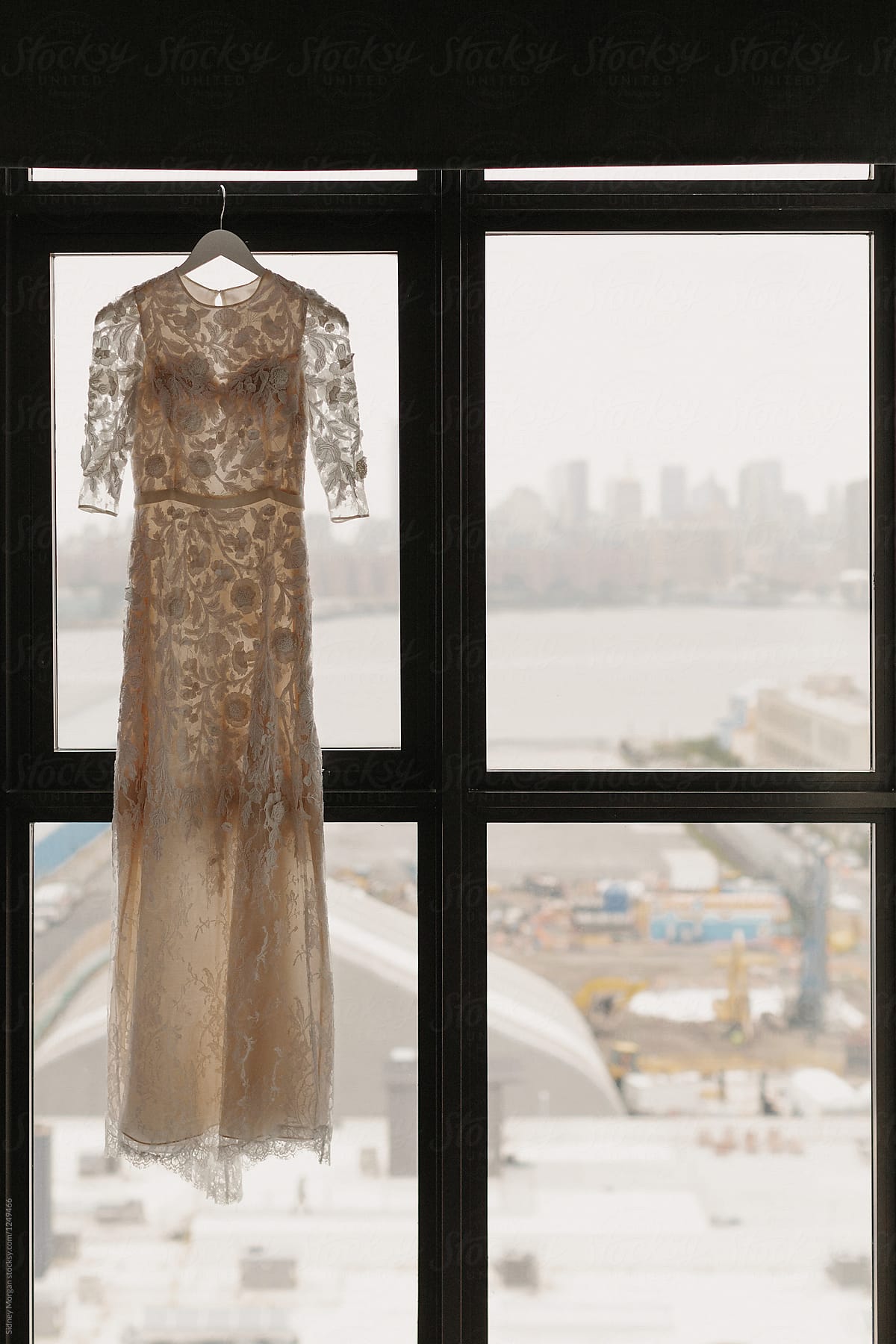 Wedding Dress and New York Skyline
