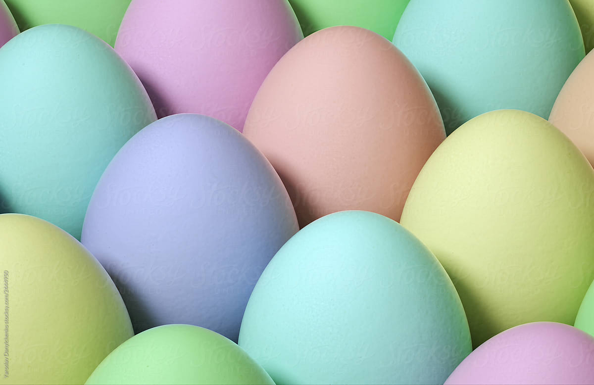 Colorful Easter eggs as a background. Close-up. Holiday Easter layout.