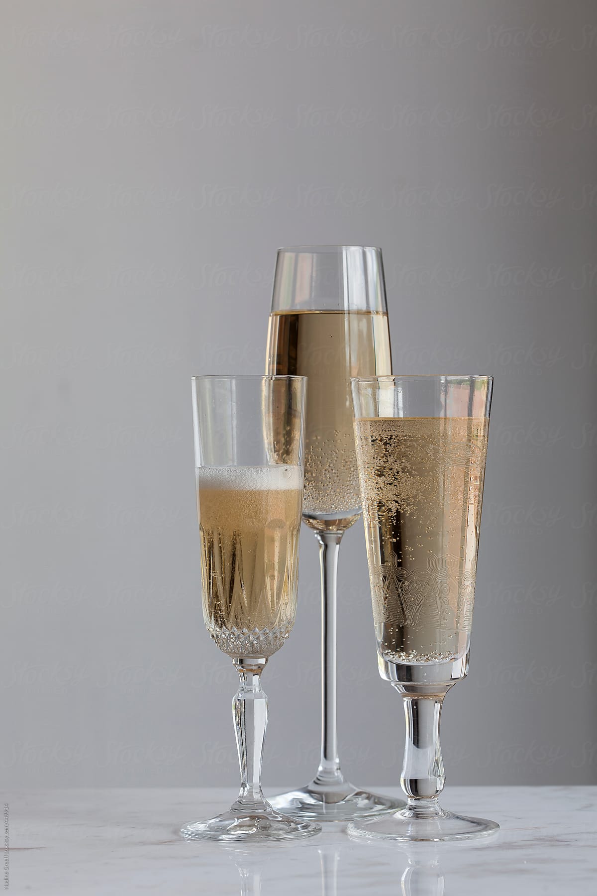 Glasses of bubbly champagne