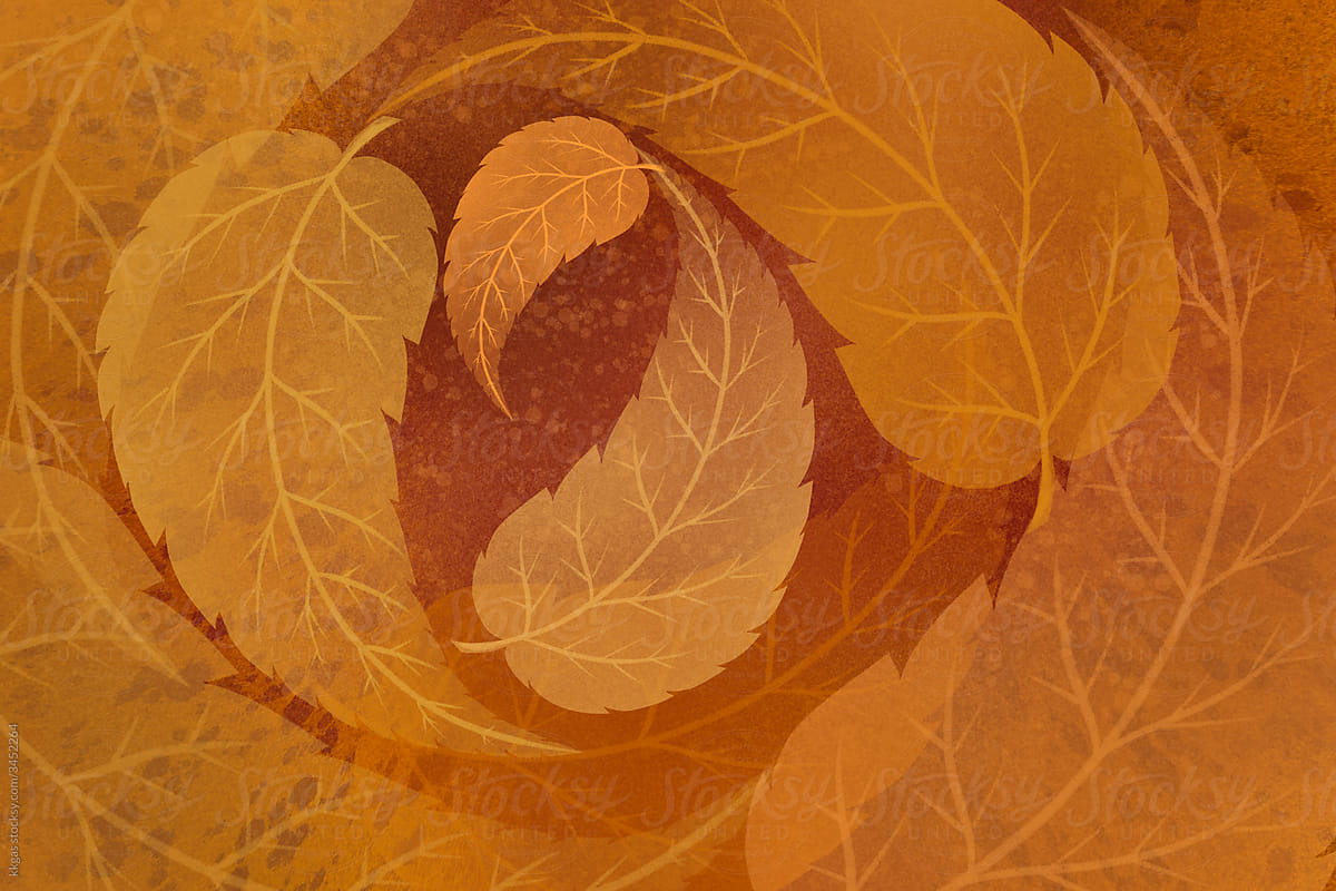 Fall leaves in circular pattern