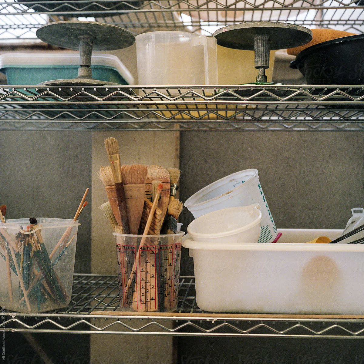Ceramic Equipment and Art Tools on a Shelf