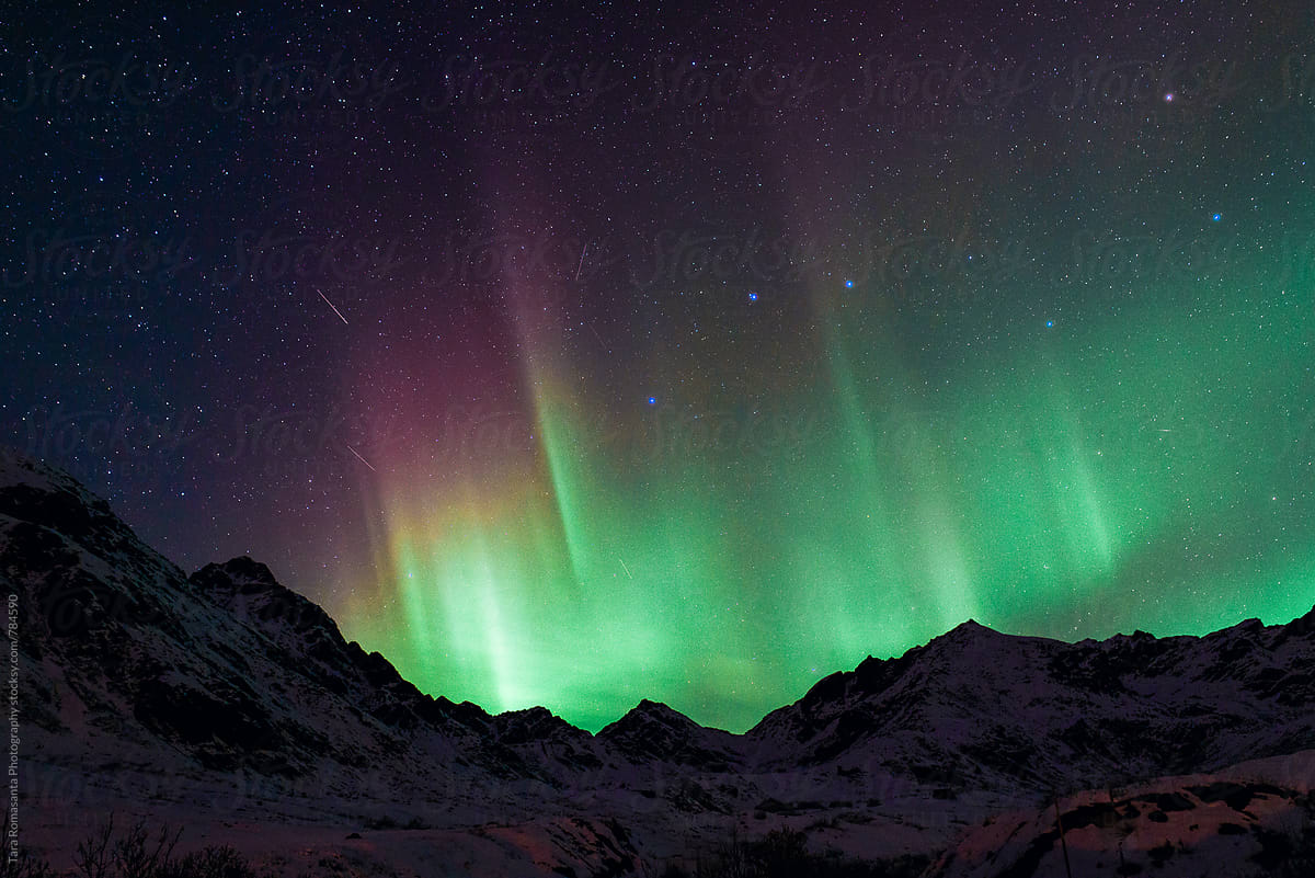colorful aurora borealis spikes and the big dipper
