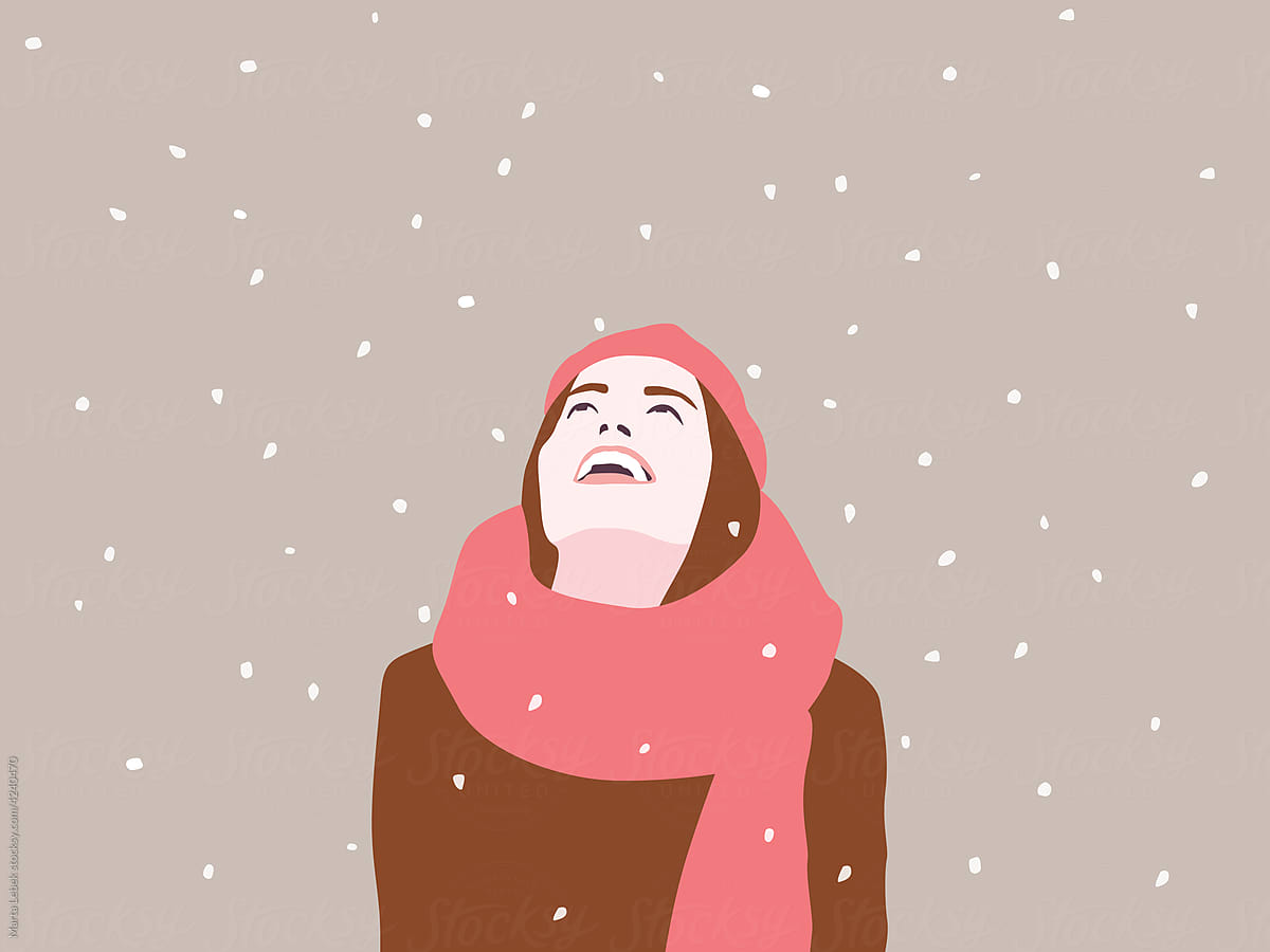 Woman smiling while snowing