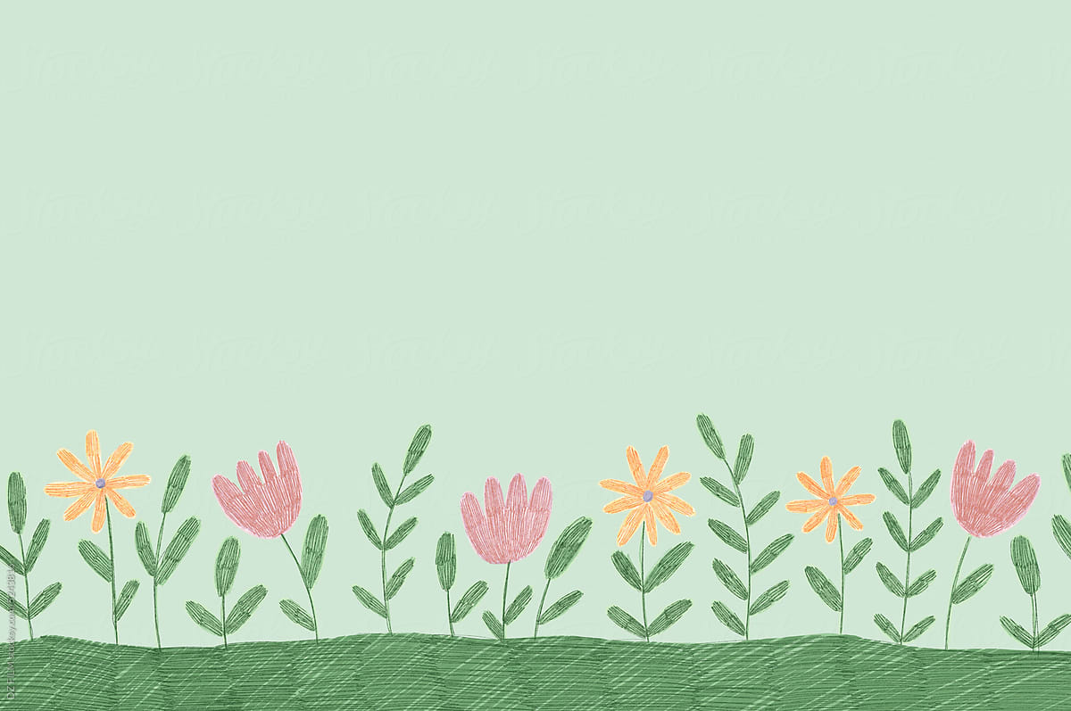 Illustration of flowers on the grass