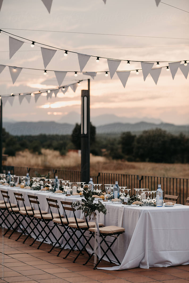 Outdoor wedding reception in Spain