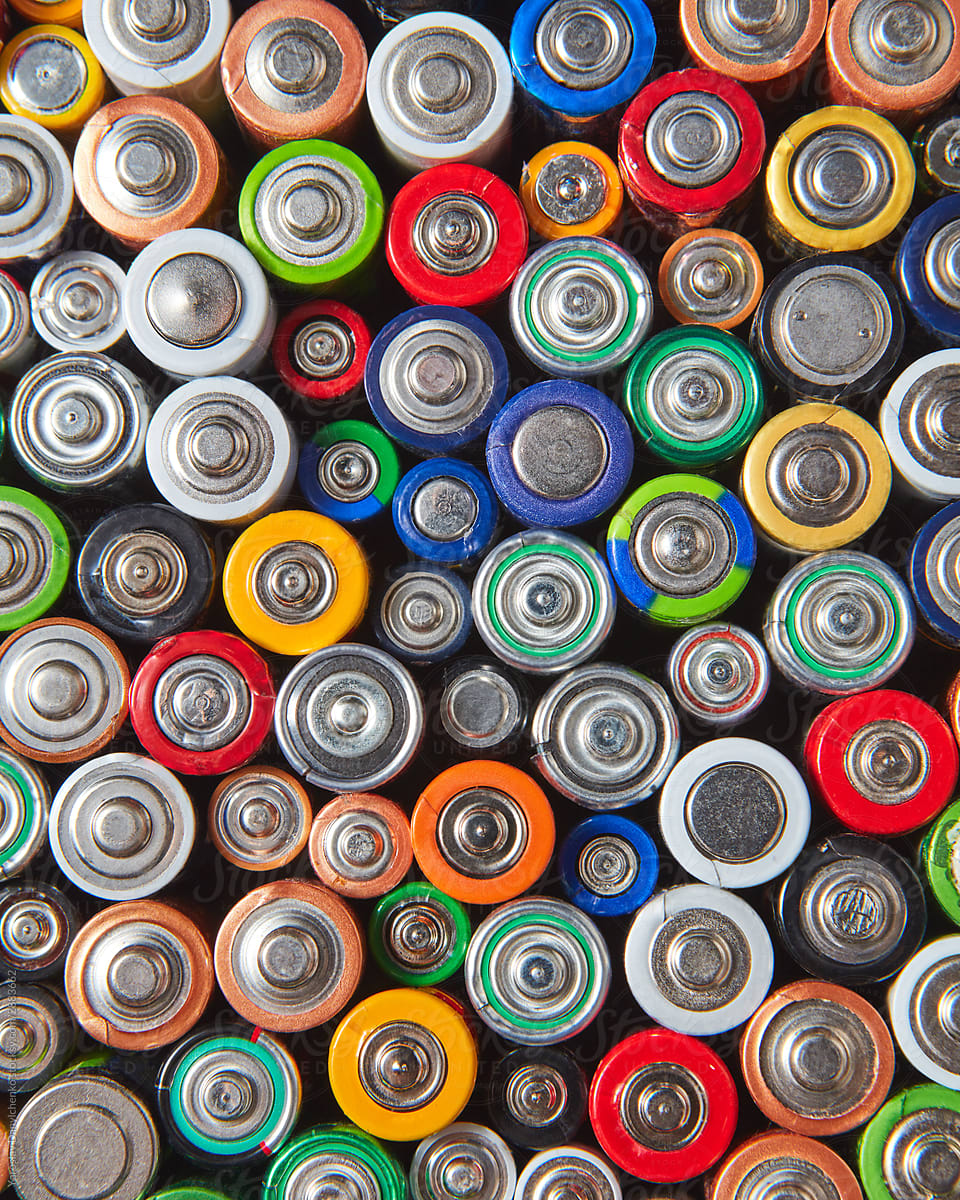 Colorful pattern from storage batteries.