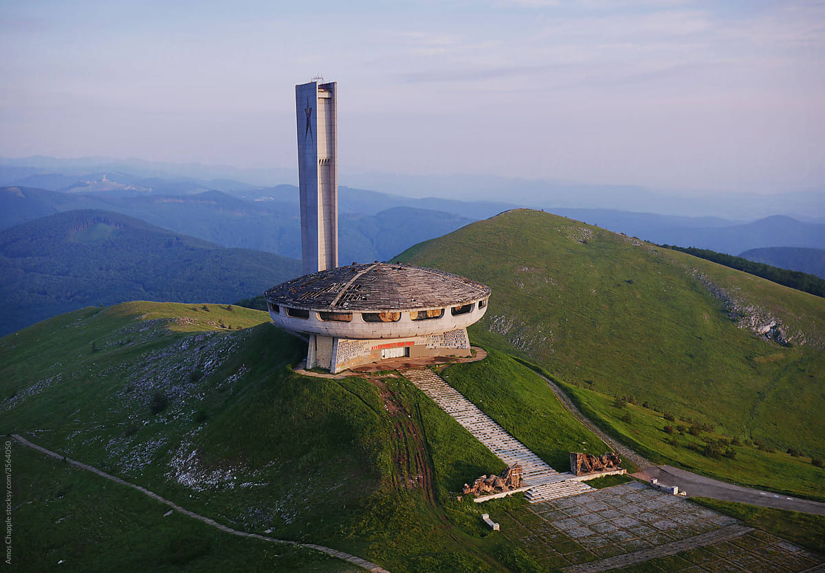 Buzludzha, the abandoned communist-era Monument on a mountaintop in central Bulgaria.
