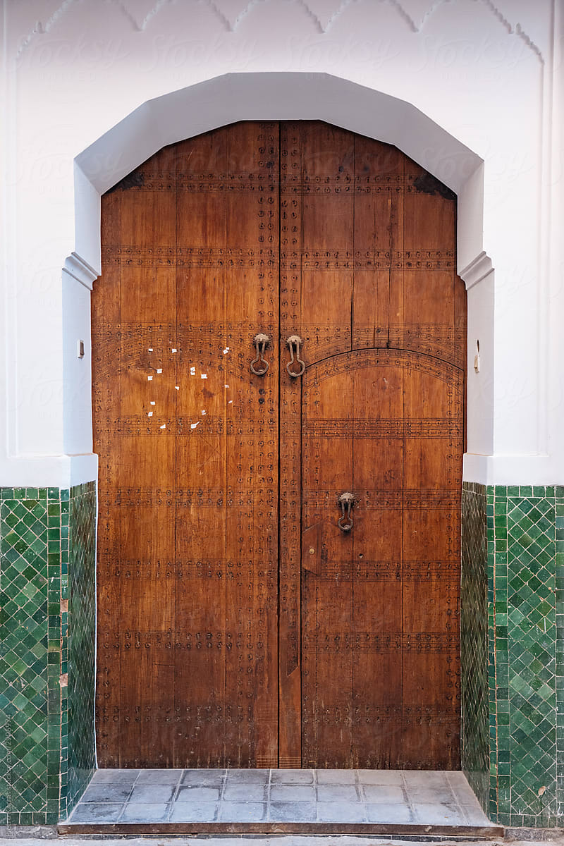 Ancient brown closed door