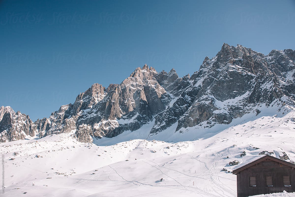 Hut on Mont Blanc massif