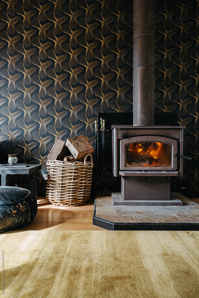 Cozy winter fireplace