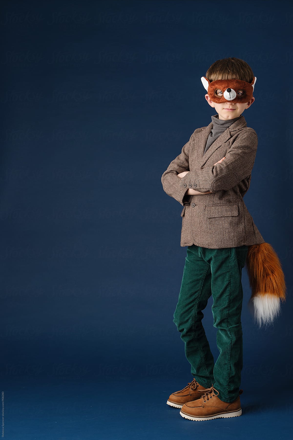 Boy looking confident in his fox costume