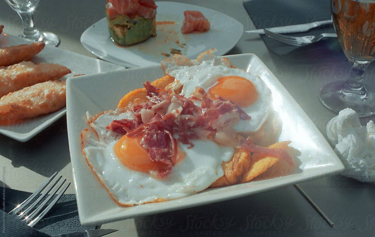 Fried Eggs and Ham Breakfast