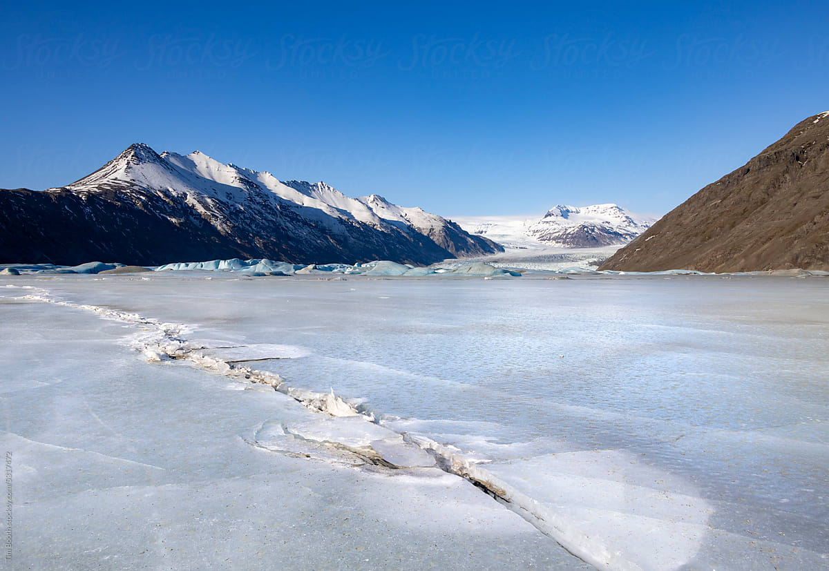 Frozen glacial lagoon
