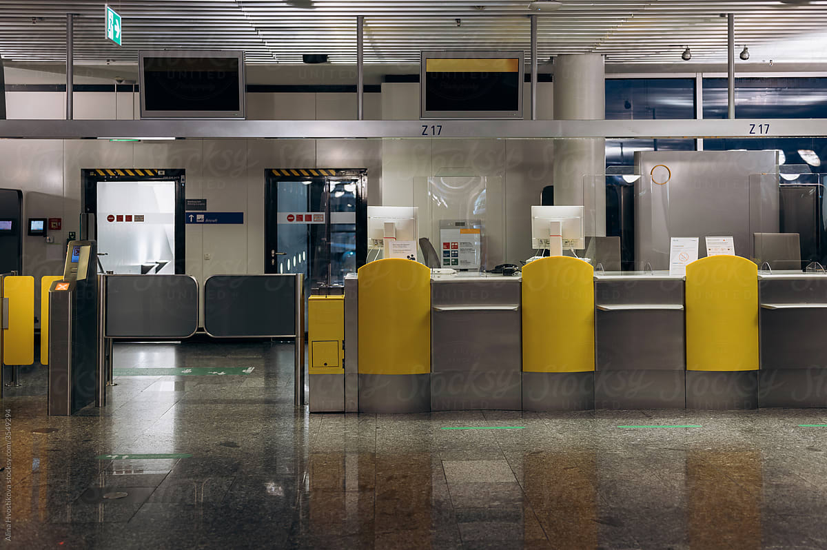 Interior of contemporary airport terminal
