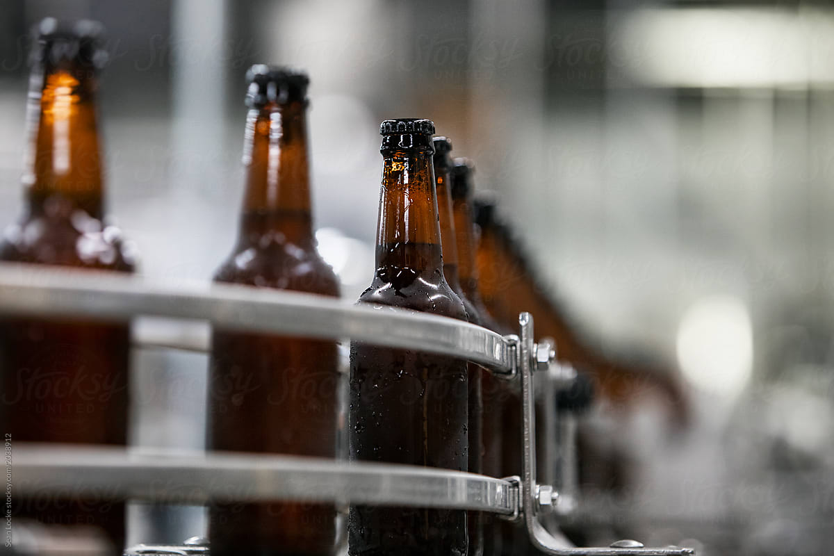 Brewery: Full Beer Bottles On The Line