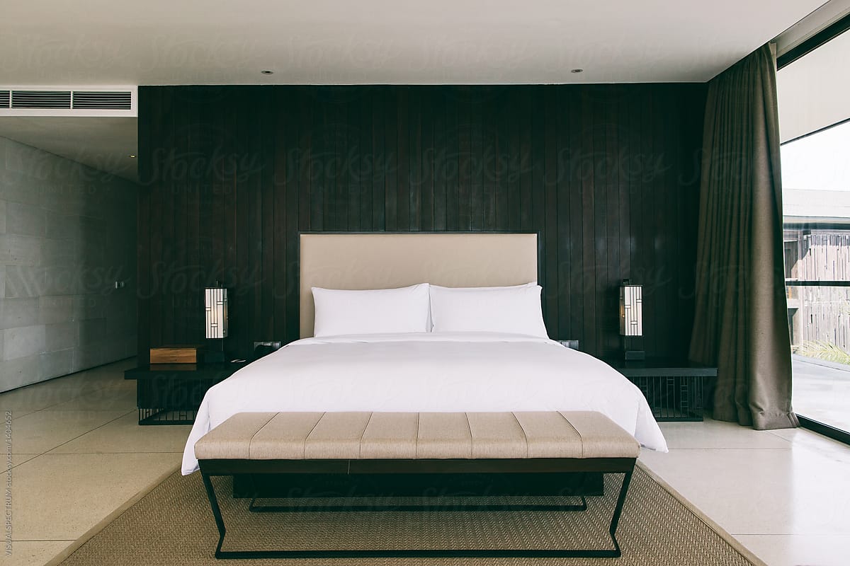 Bed in Minimalist Hotel Bedroom