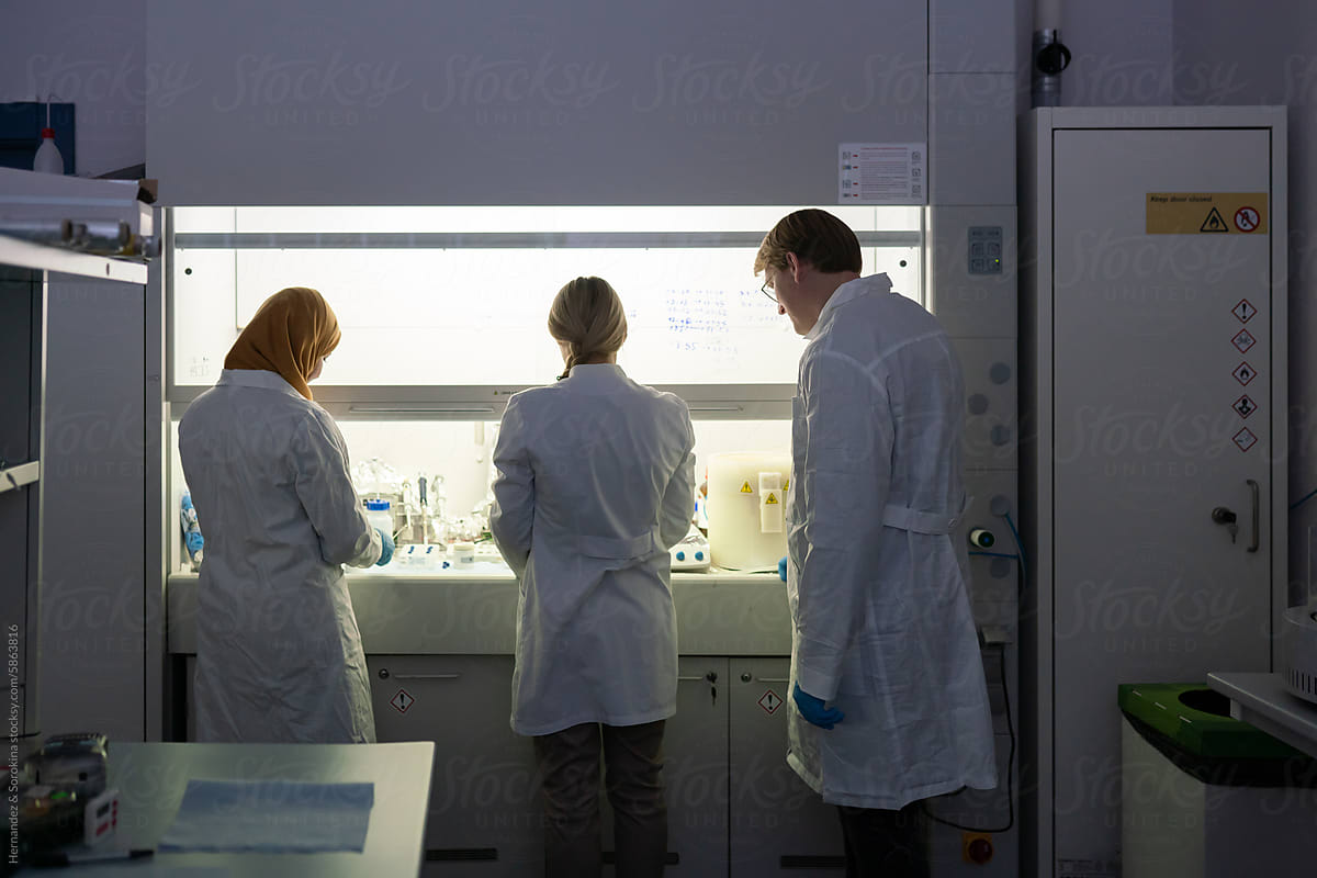Group Of Scientists Working In The Chamber