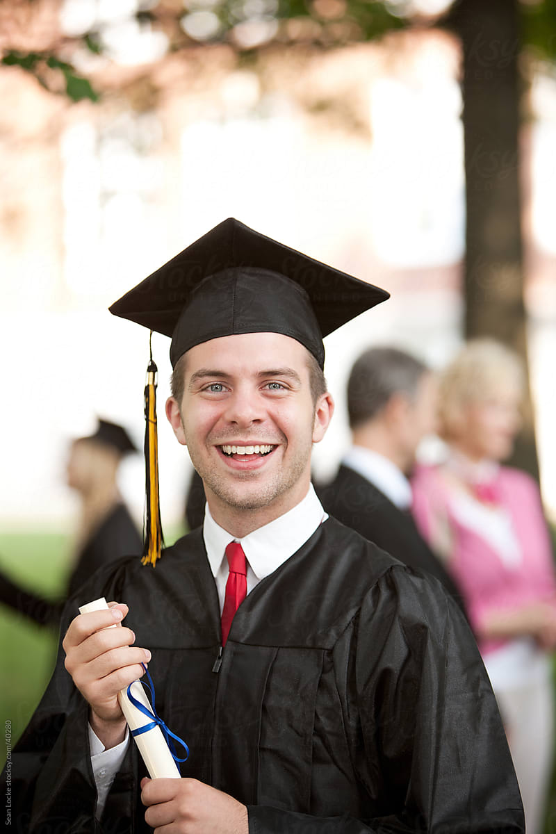 Graduation: Excited Young Man Just Graduated