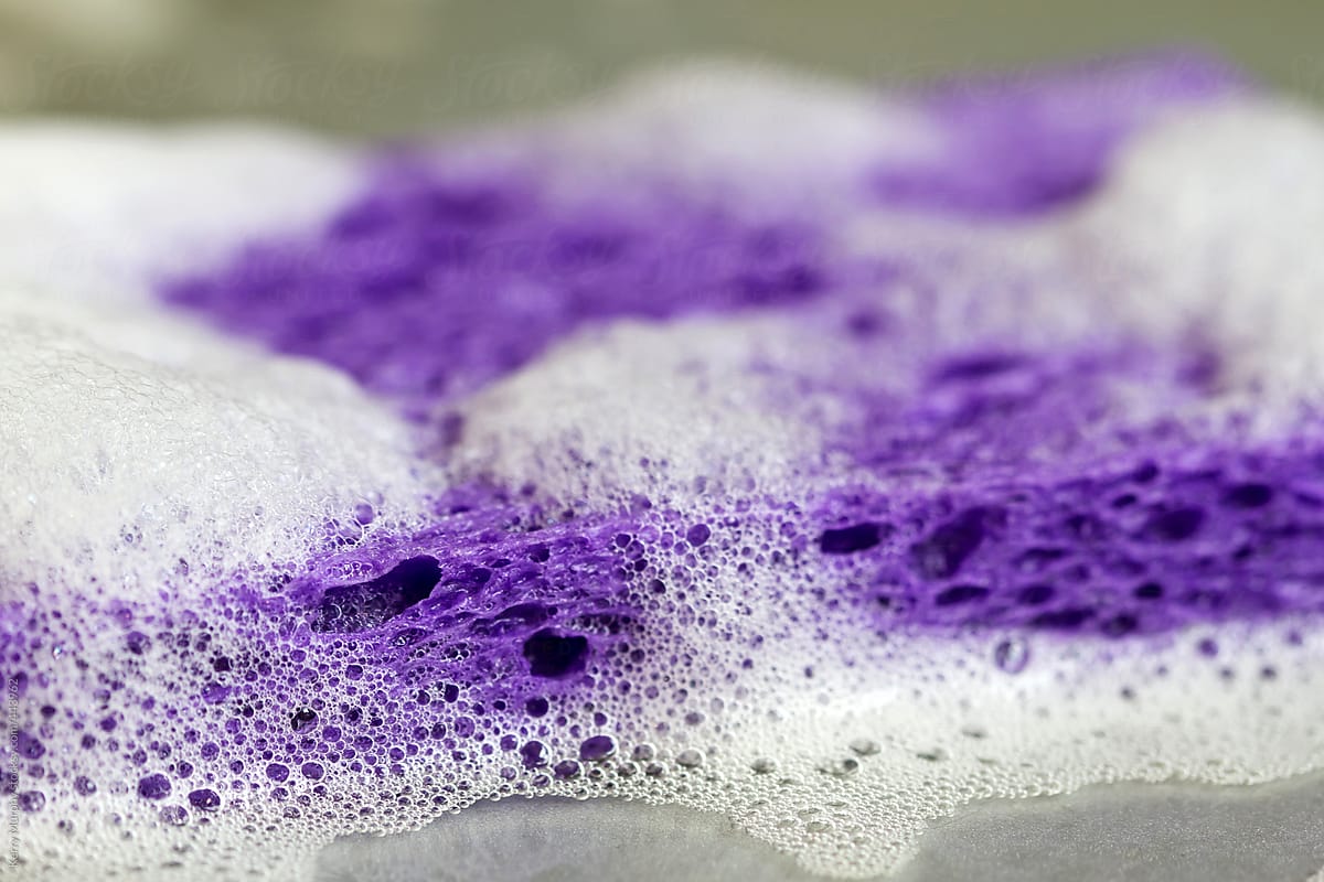Macro of soapy sponge for cleaning