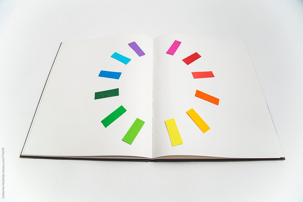 Colour wheel on an open book...