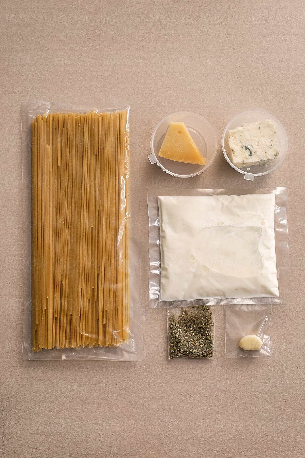 The pasta ingredients in packages