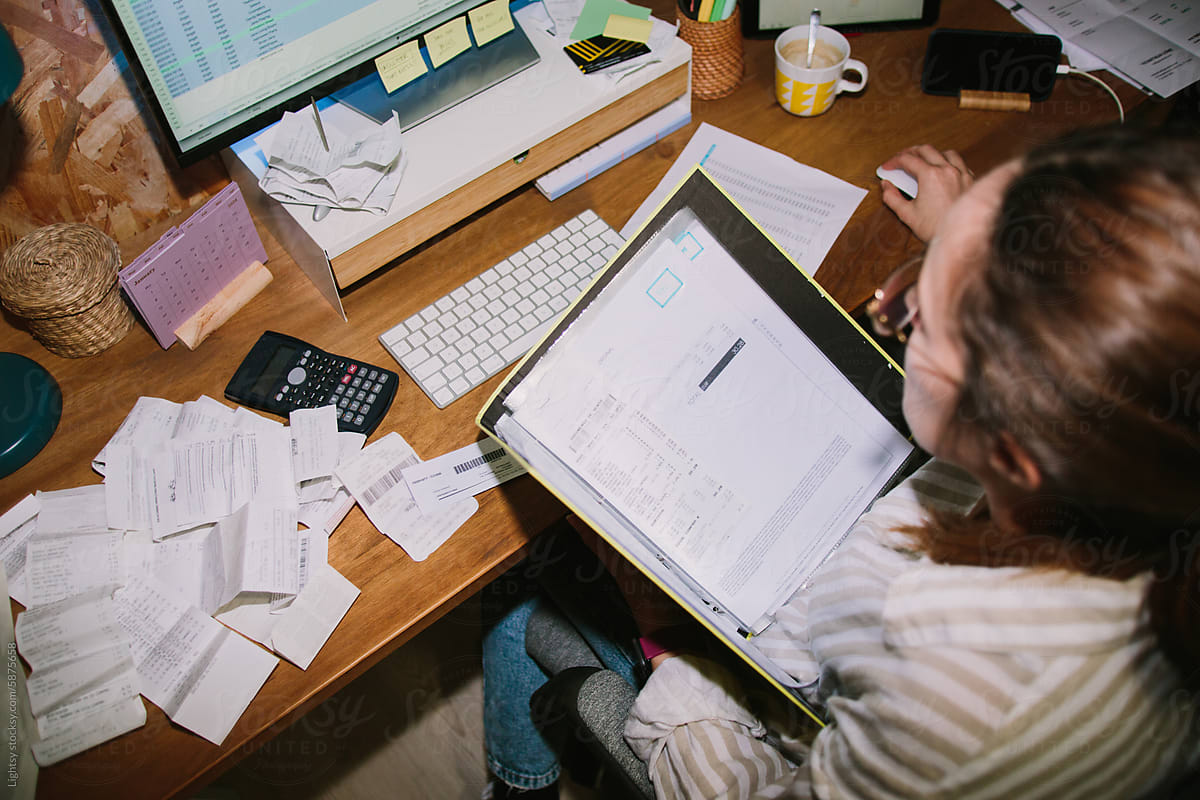 A woman checking the accounting