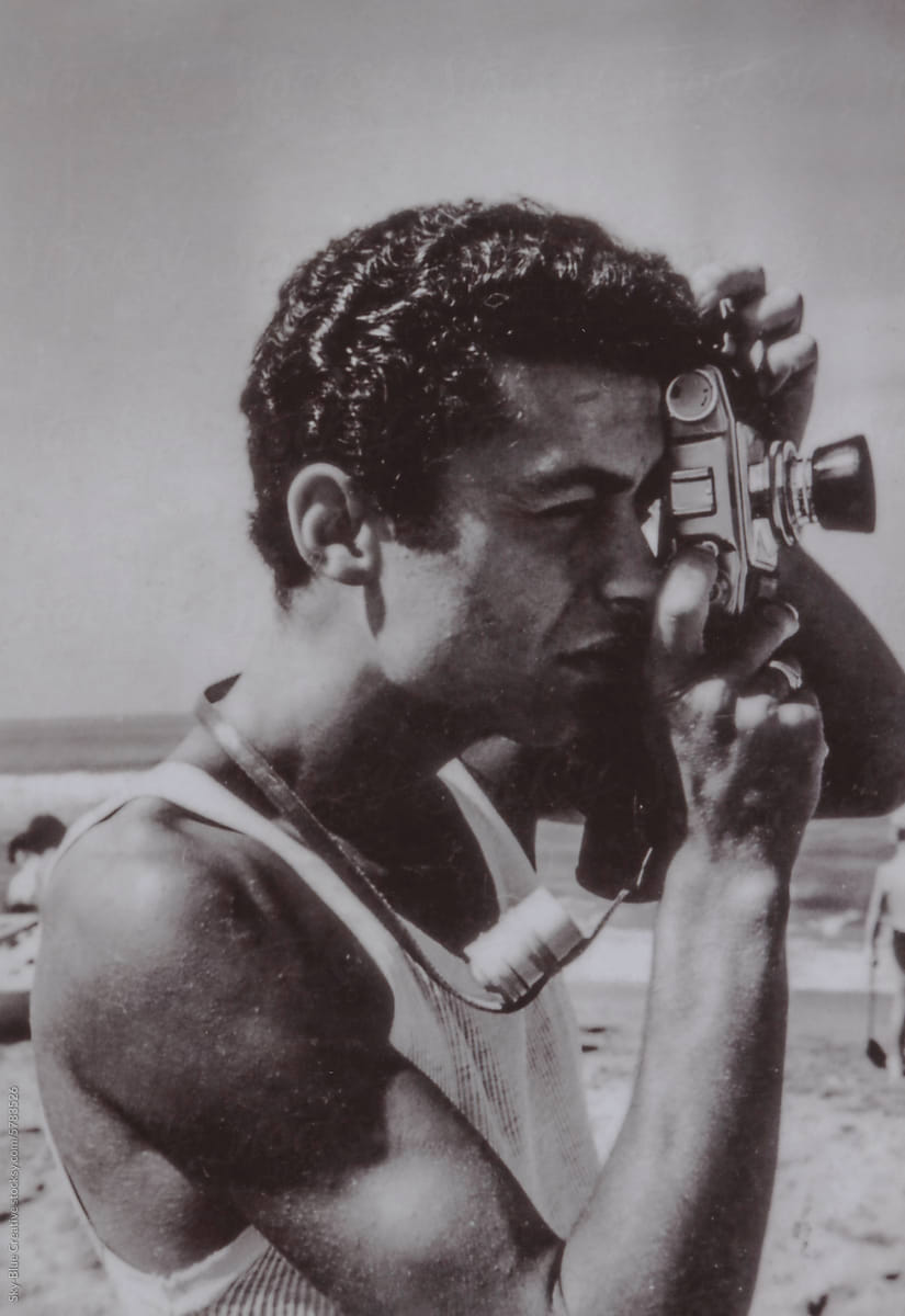 1957. Young photographer at the beach