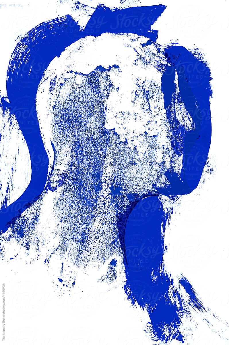 Blue Monotone Head Silhouette with Mottled  Texture