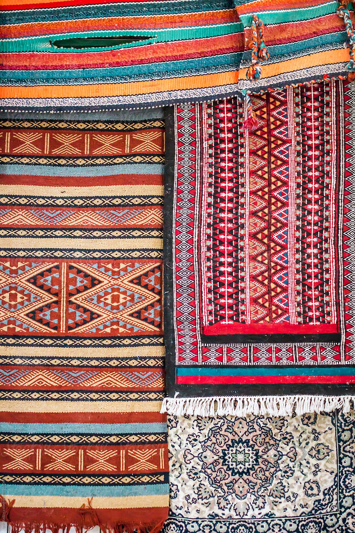 handwoven traditional Muslim colorful prayer rug