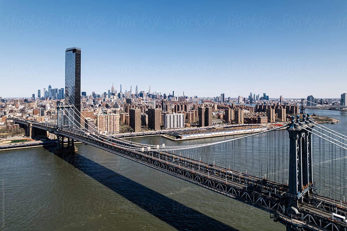 Manhattan Bridge Overlooking NYC Skyline