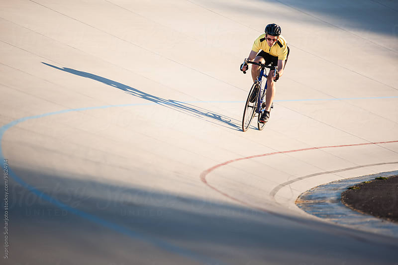 Cyclist training in a velodrome