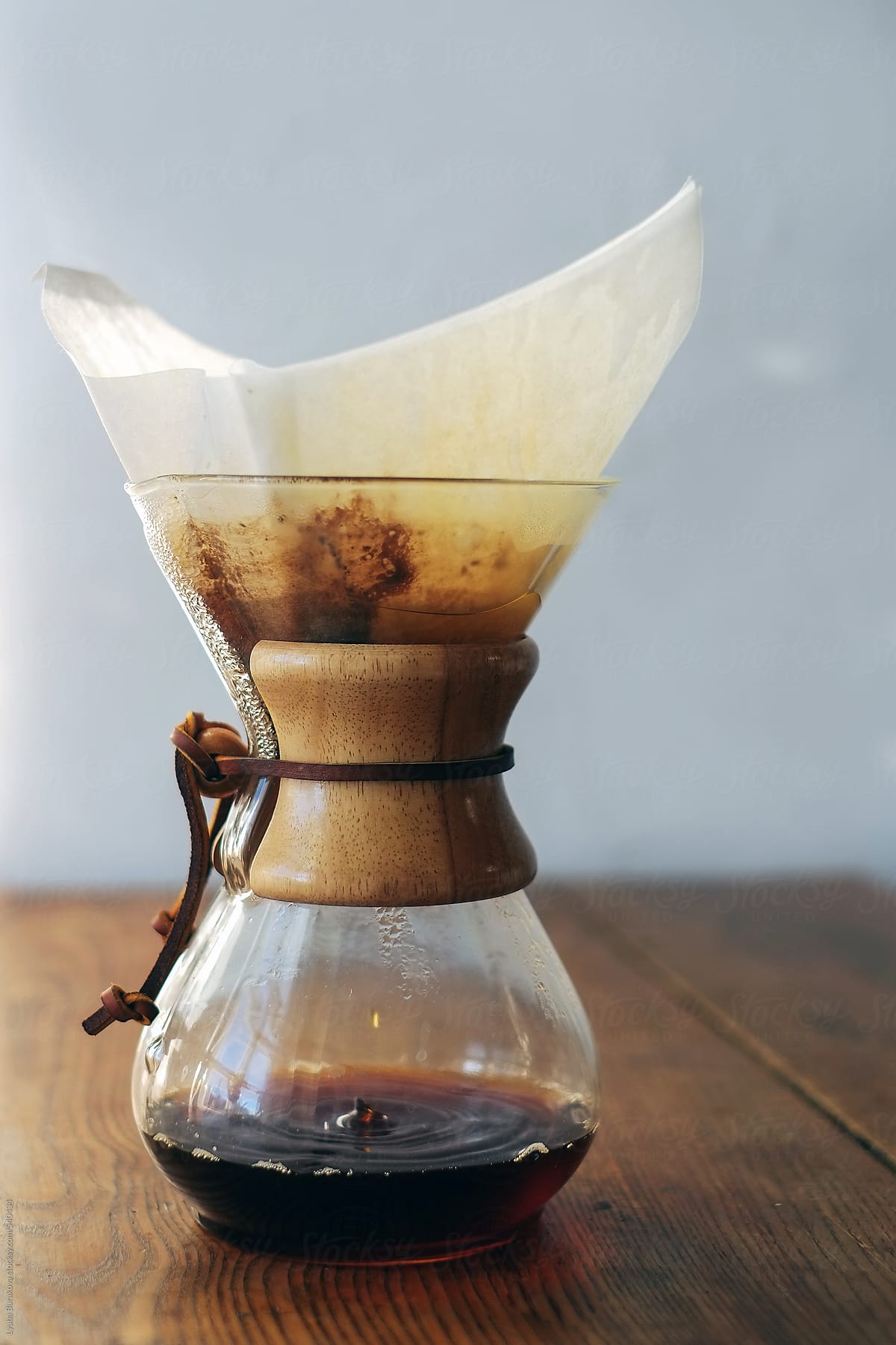 Steaming filter coffee with chemex