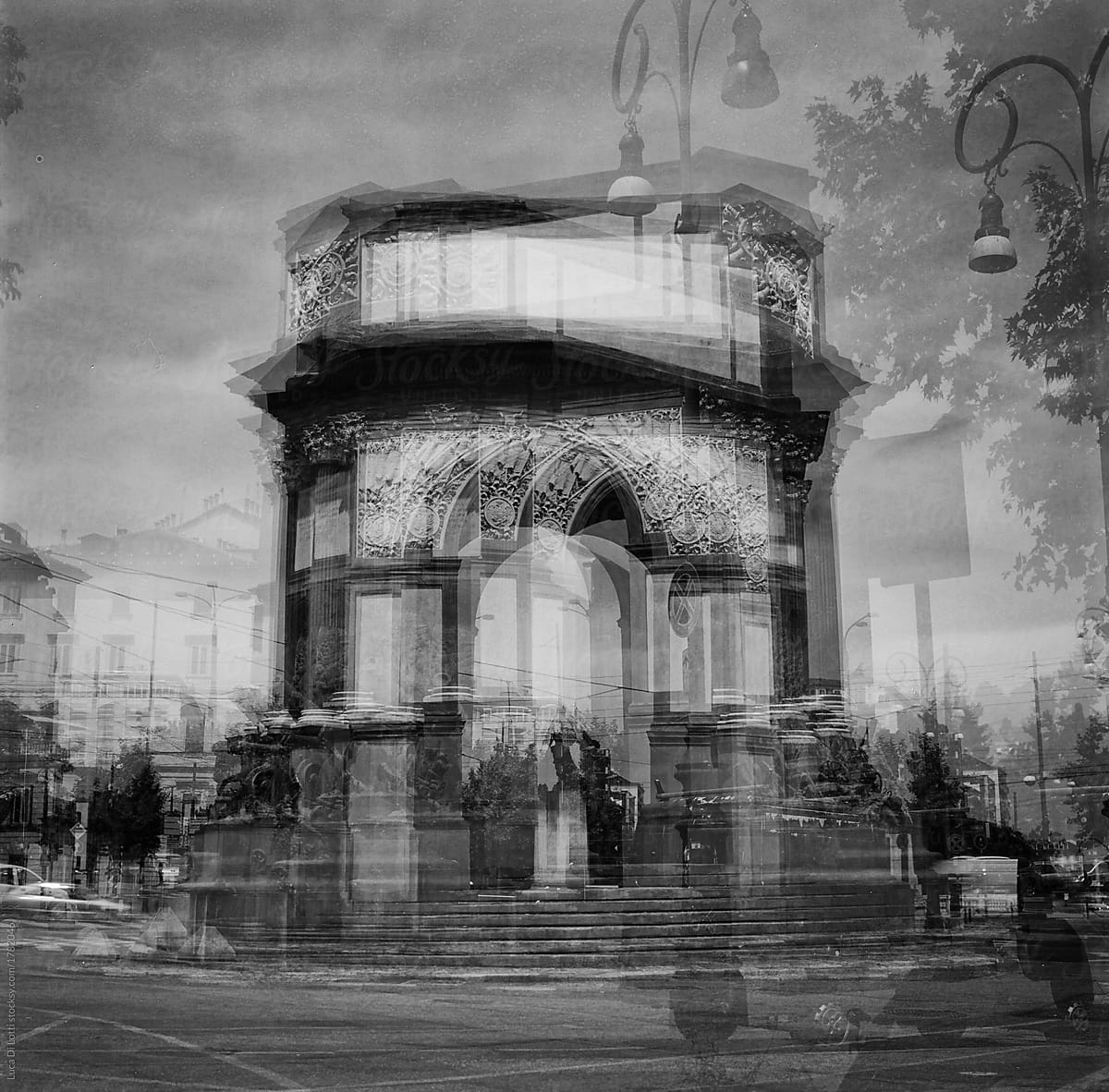 multiple exposure on 120 film - triumphal arch in Torino (Turin), Piedmont, Italy.
