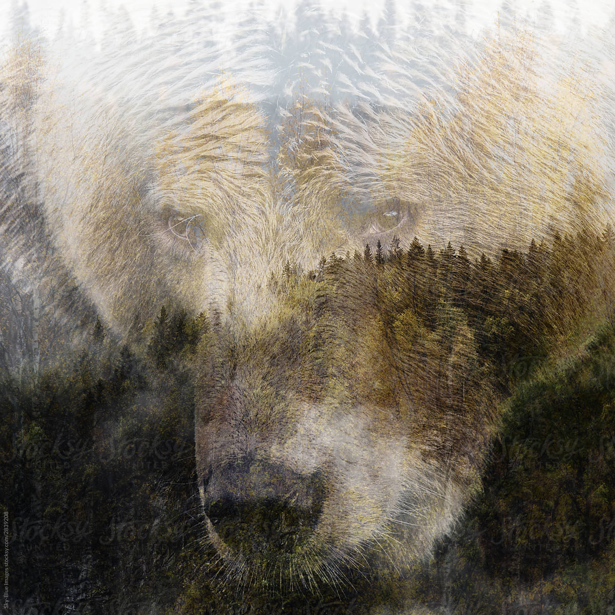 Multiple exposures of forest animals: Bear
