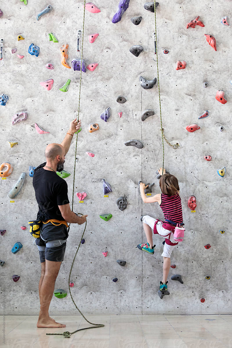 Father and daughter Rock Climbing