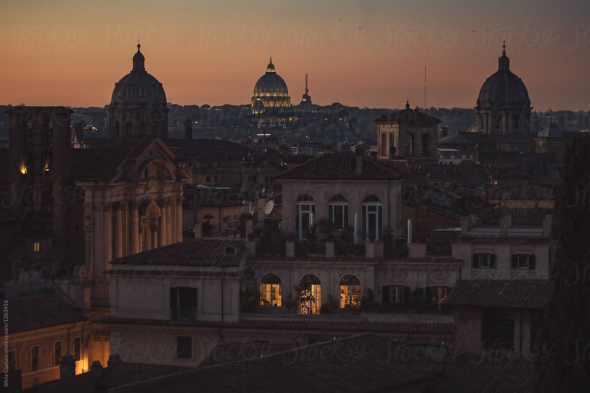 Rome skyline at night