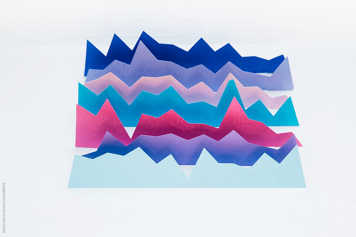 Conceptual photo of business performance on 3D handmade graphs
