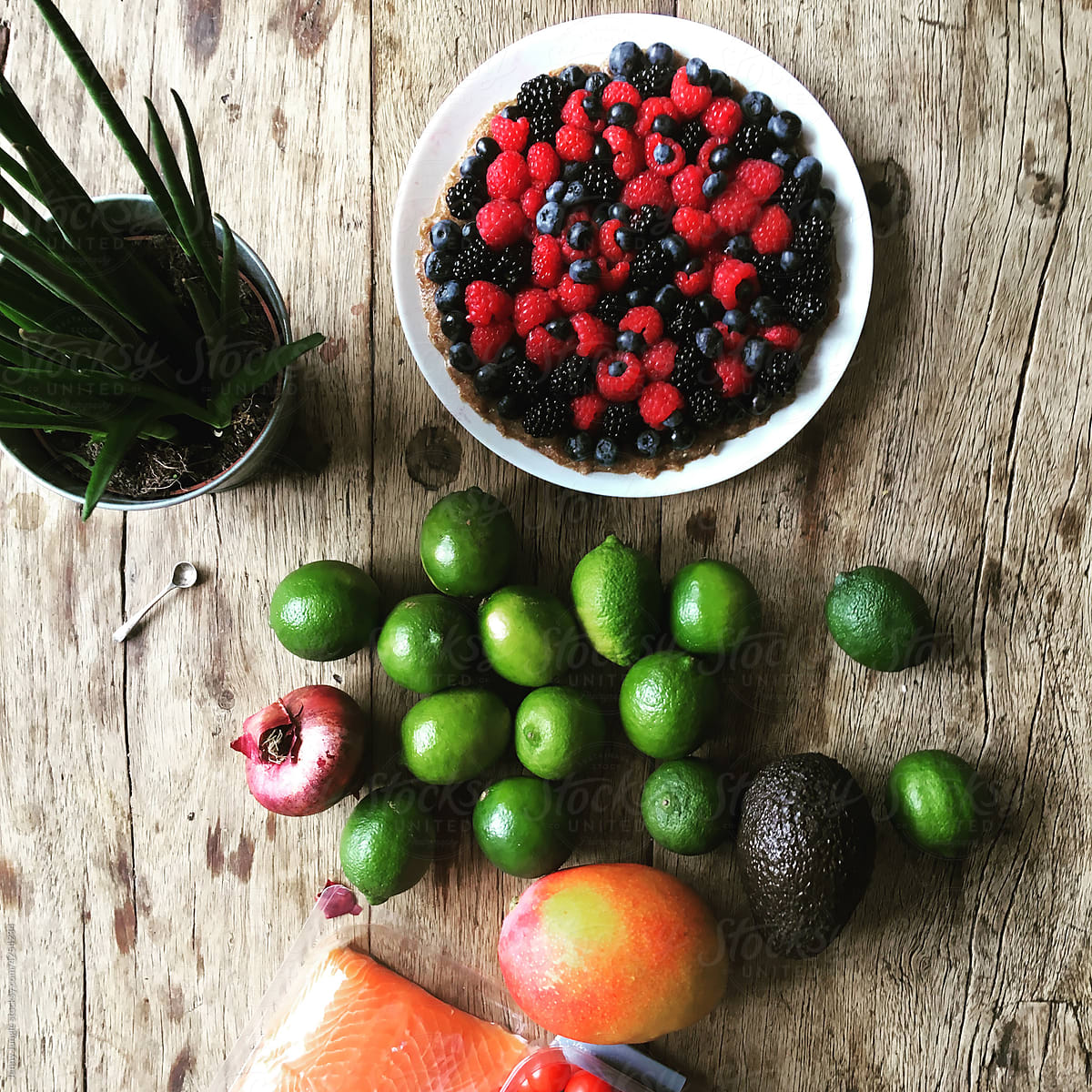 Fresh fruit on wooden table