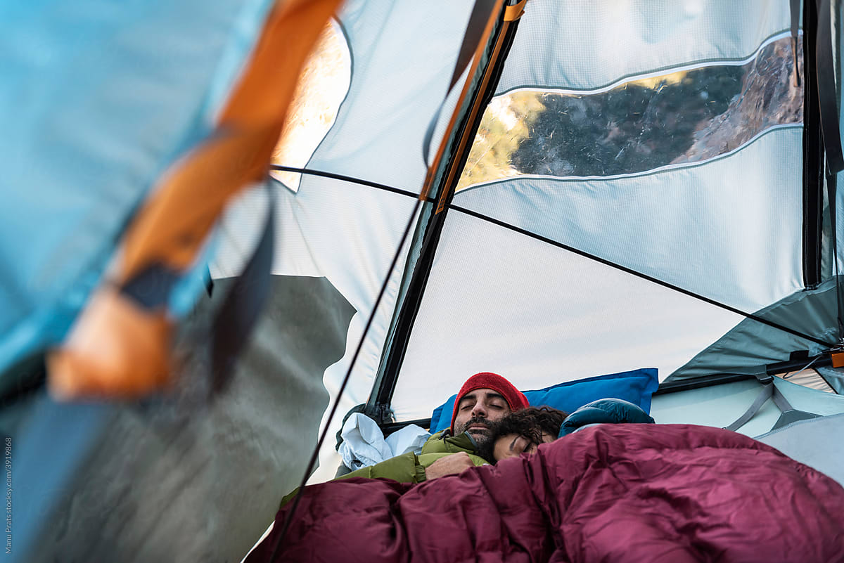 Couple in love wild camping