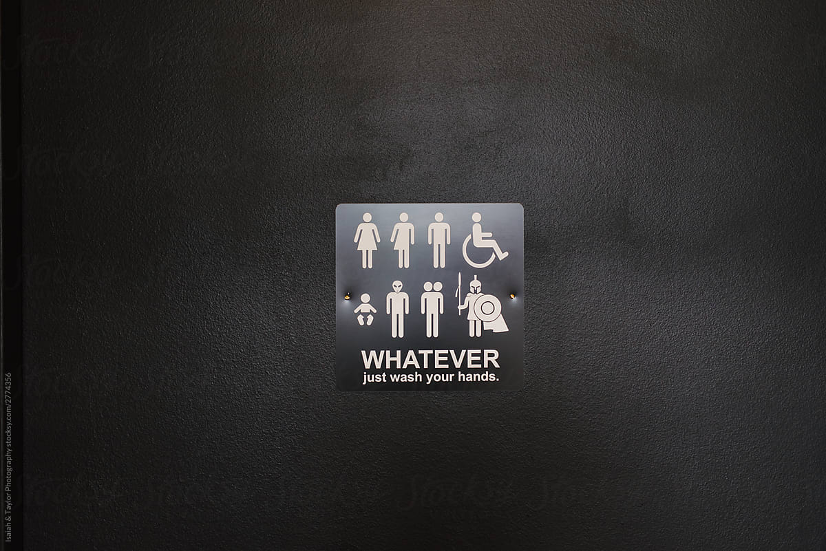 Public restroom gender equality bathroom sign