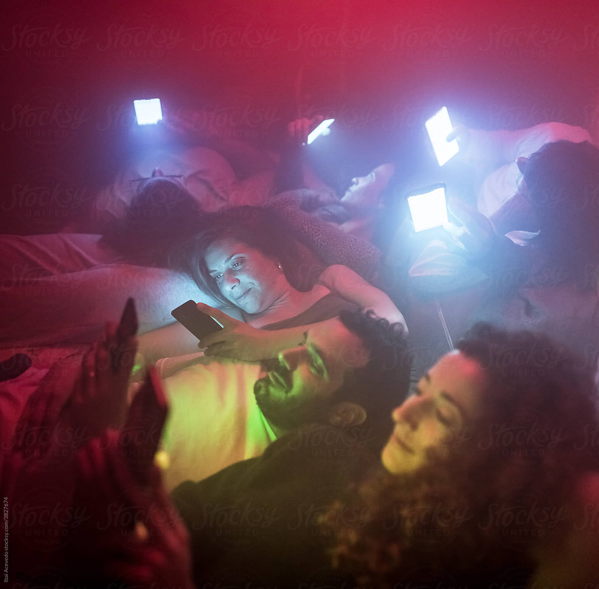 Everyone checking phones during the party